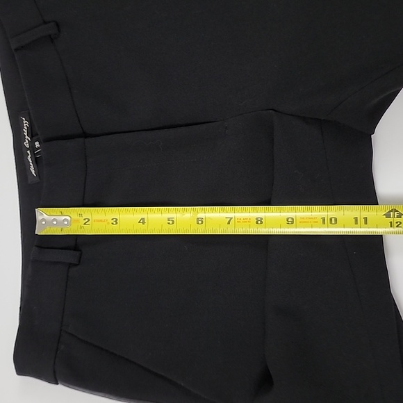 Sandra Angelozzi Women's Black Tapered Dress Pants Faux Leather Piping Size 38 - Picture 15 of 16